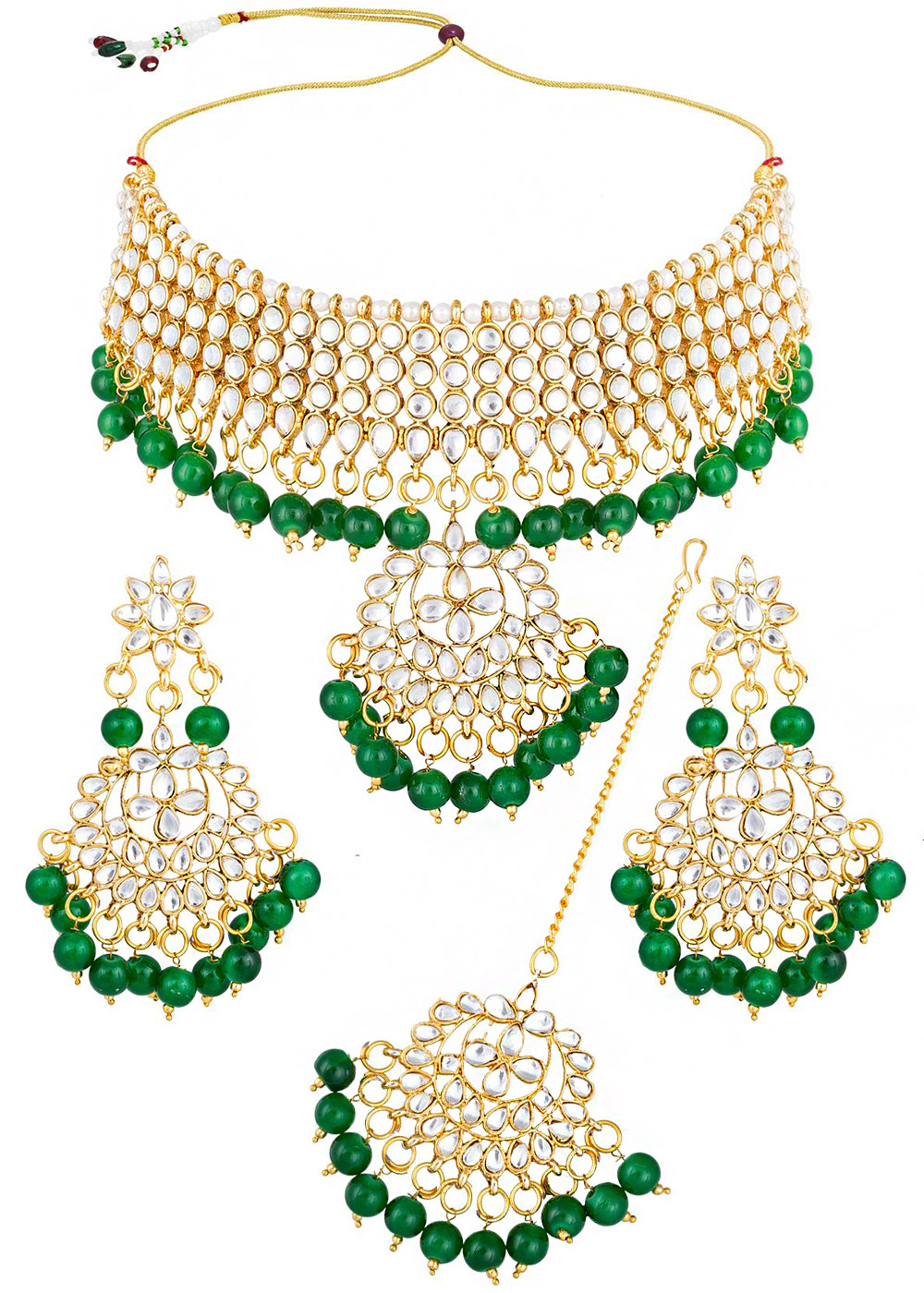 Golden Green Stone Studded Choker 