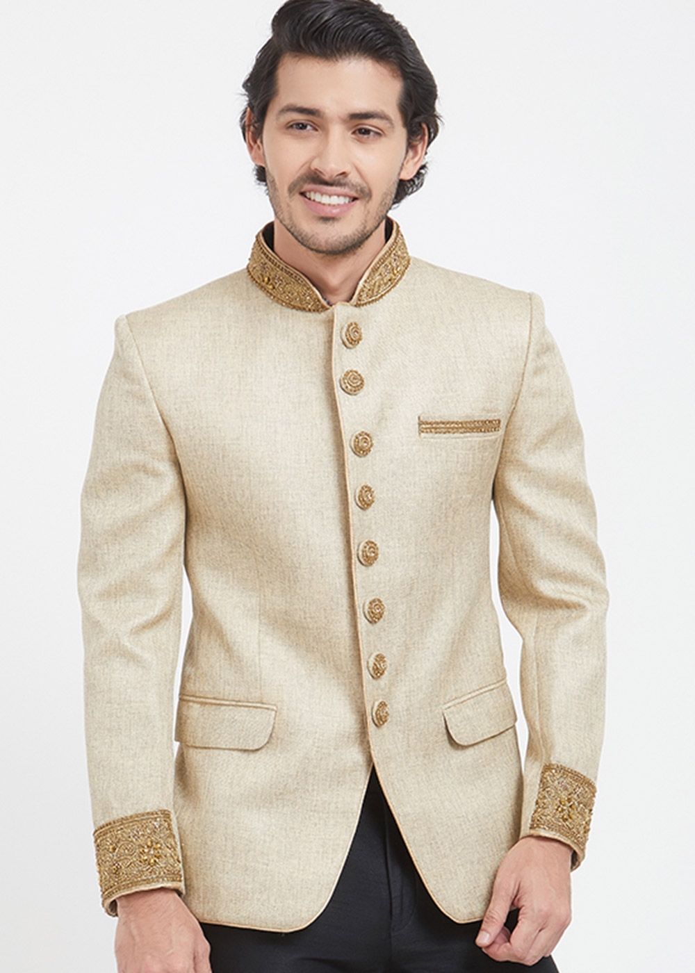 Fawn Jodhpuri suit for Men Wedding | Indian wedding suits men, Men stylish  dress, Suit for men wedding