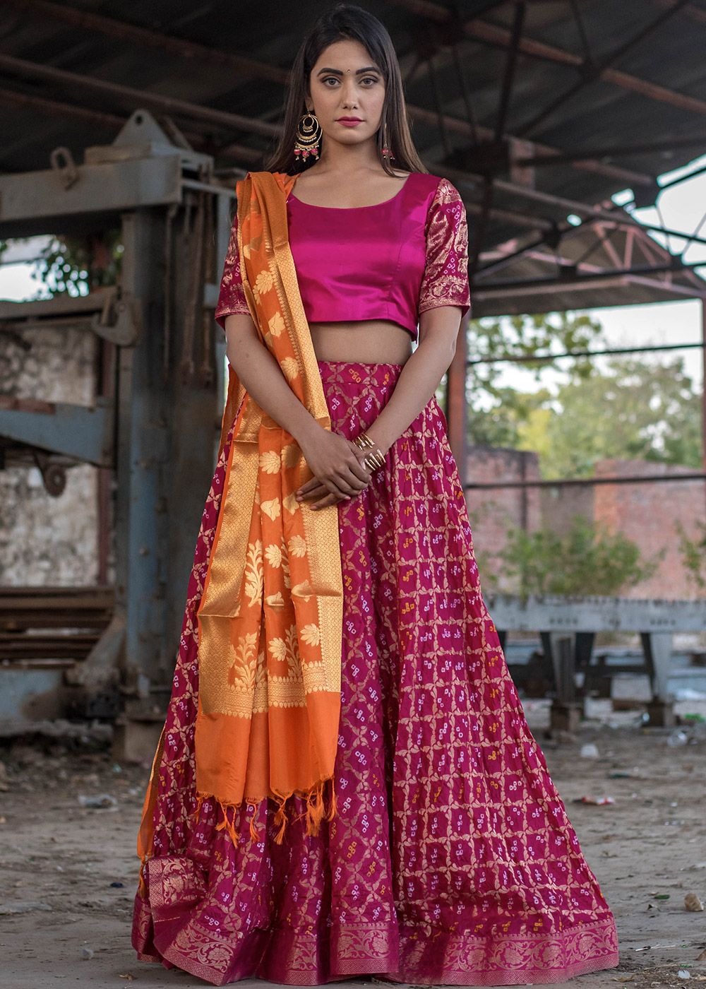 Buy Kasturi-B Women's Black & Red Cotton Jaipuri Lehenga Set With Mirror  Work at Amazon.in