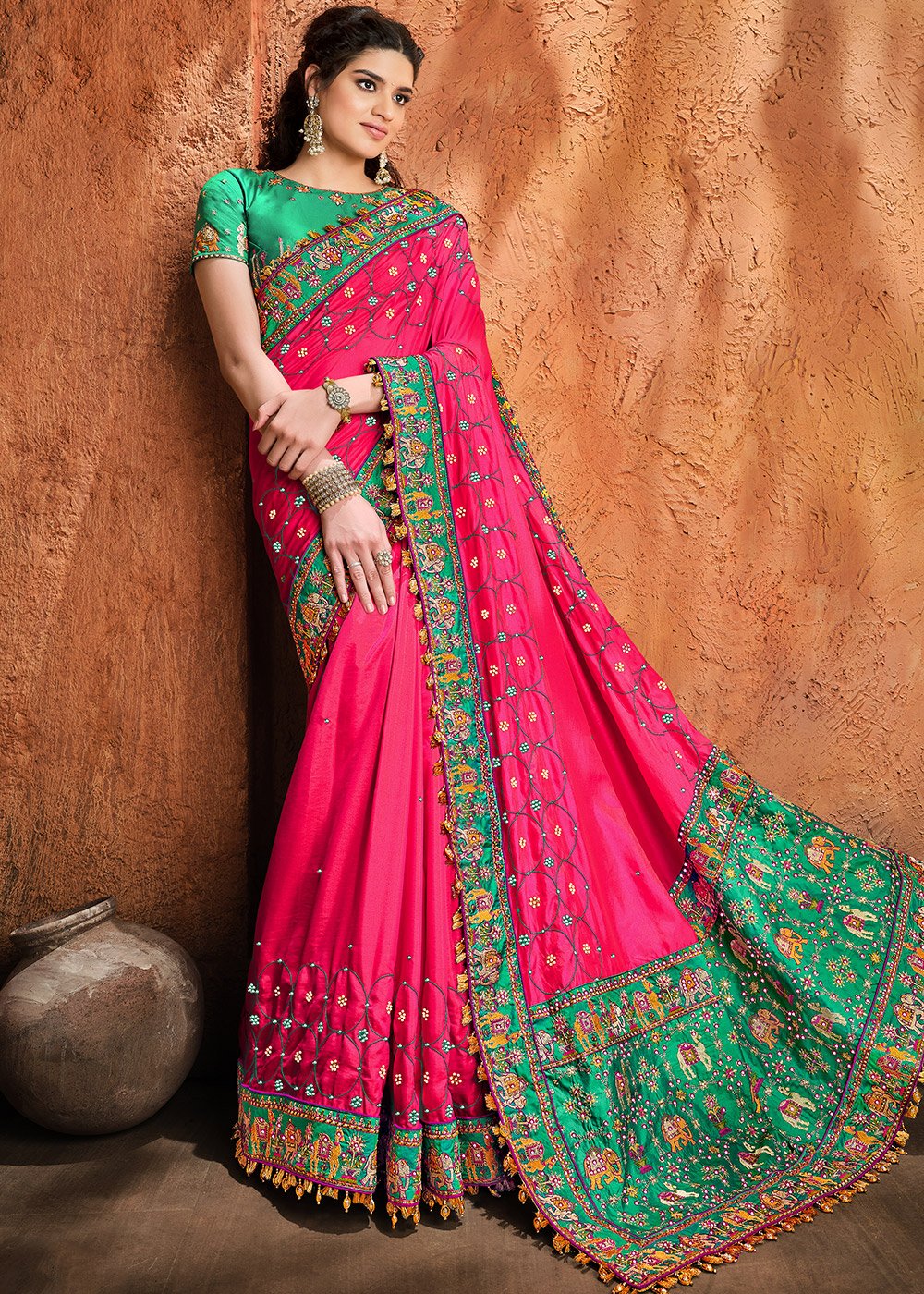 Pink Saree With Fancy Blouse – StylebyPanaaash
