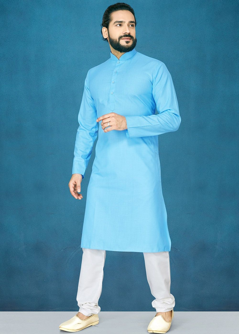 Sky Blue Cotton Kurta Pajama For Men Latest 310MW07