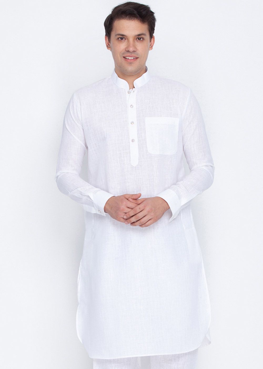 New Cotton Pathani Kurta Shirt Collar Indian Ethnic Wear Perfect Dress For Men 