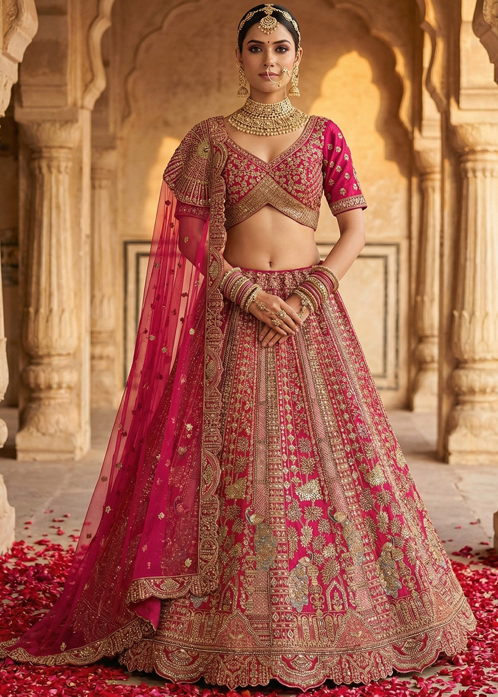 sachin and babi light blue dress Light or nude pink traditional Vietnamese Wedding Bridal with floral lace  and beadings main image 1