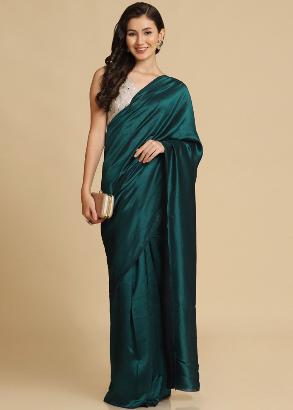 Georgette and Net Designer Saree In Mint Green Colour