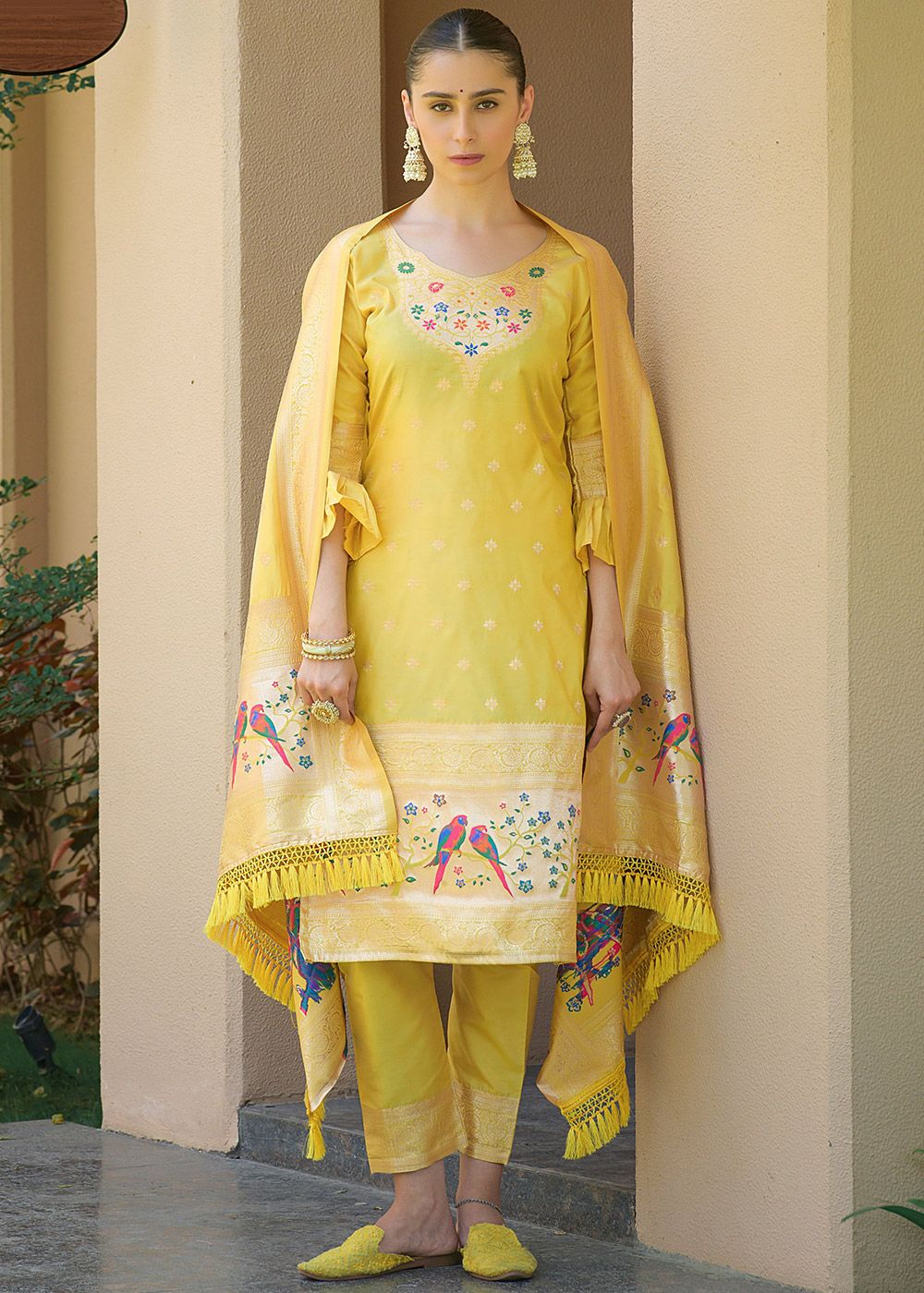 Buy Naintara Bajaj Green Faux Georgette Botanical Embroidered Kurta Pant  Set Online  Aza Fashions