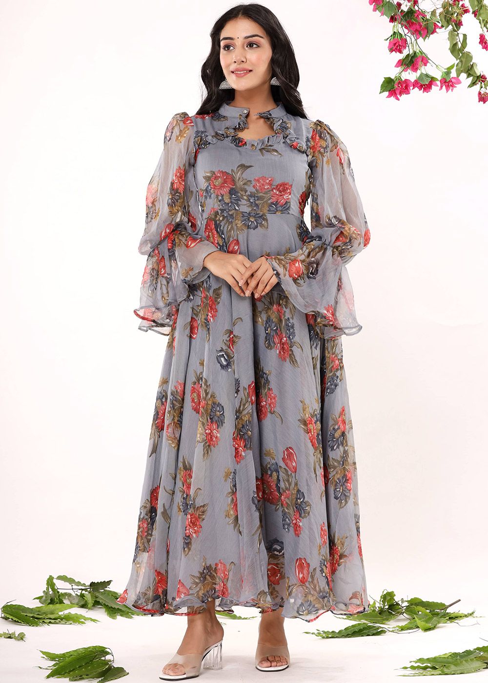Buy Rama Organza Festival Wear Digital Printed Gown With Dupatta Online  From Wholesale Salwar.