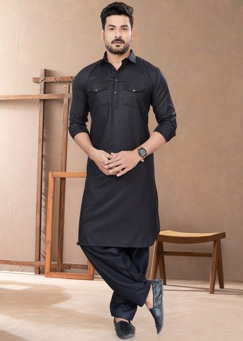 Party Black Men Cotton Pathani Suit at Rs 500/set in Surat | ID: 23036937662