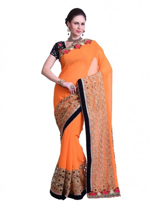 Buy Saree Mall Orange Cotton Silk Woven Saree With Unstitched Blouse for  Women Online @ Tata CLiQ