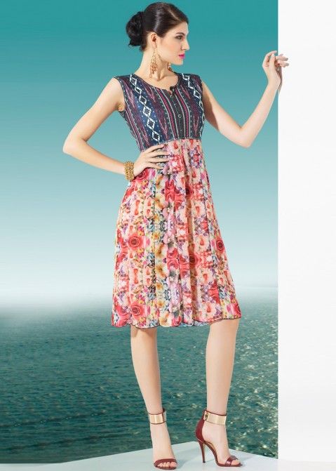 Buy Multicolor Georgette Readymade Indian Tunic Dresses Online in USA