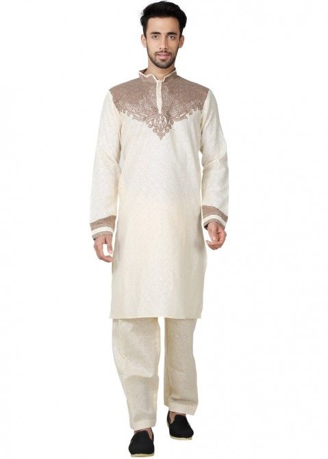 Pathani Suit: Buy Readymade Cream Linen Pathani Dress for Male Online