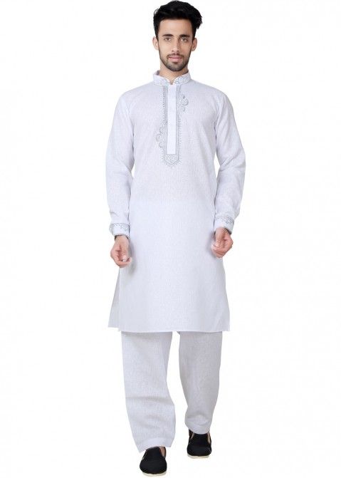 Pathani Dress: Buy Readymade White Linen Pathani Suit for Mens Online
