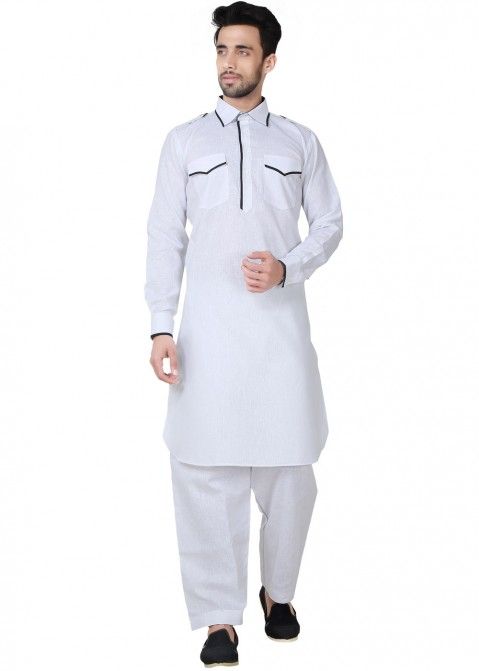 Buy Readymade White Linen Pathani Dress for Male Online in USA