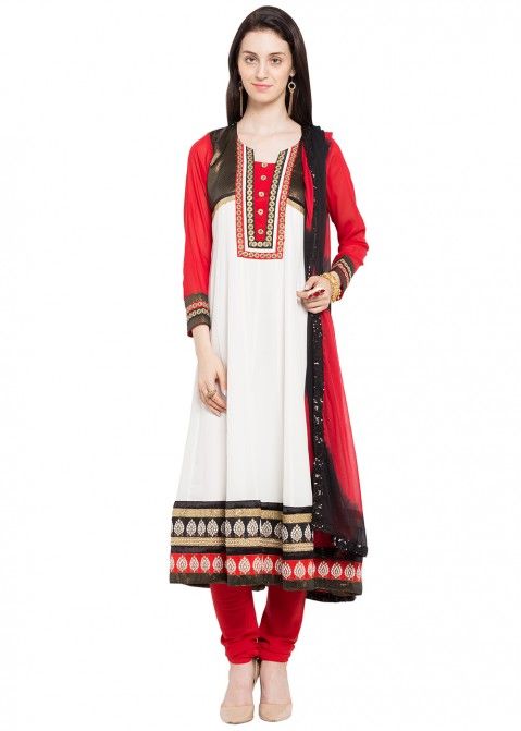 Readymade White Georgette Salwar Suit