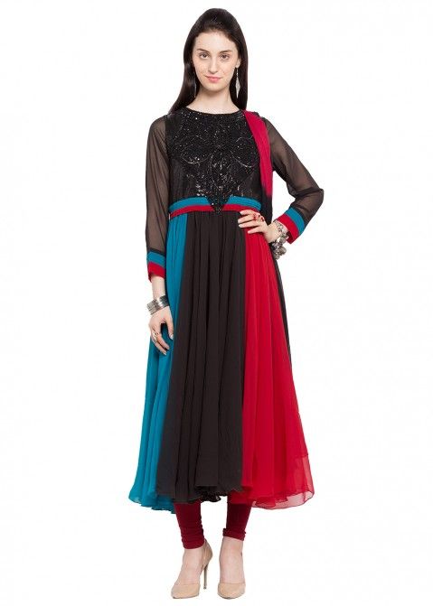 Readymade Multicolored Faux Georgette Salwar Suit