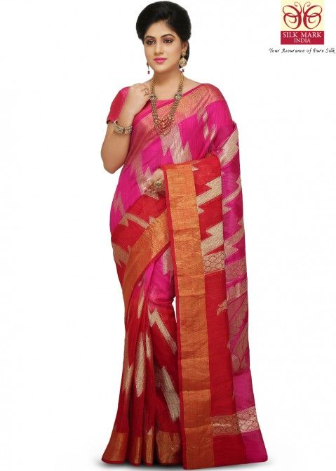 Pink Pure Banarasi Silk Saree with Blouse