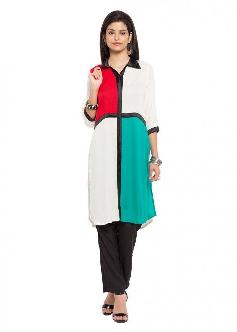 Indo Western Wear for Ladies: Buy Readymade Multicolor Shirt Style Cotton Indian Tunics online