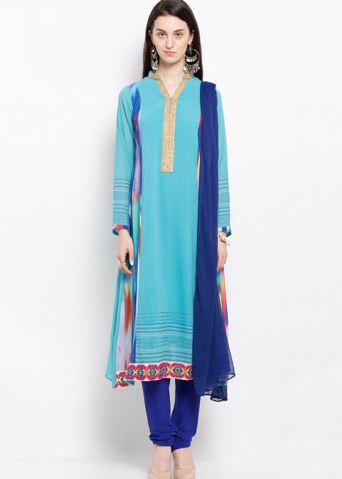 Blue Readymade Georgette Suit
