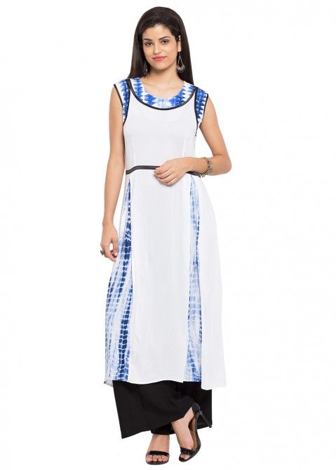 Buy Readymade White Cotton Designer Indian Tunics Online for Women