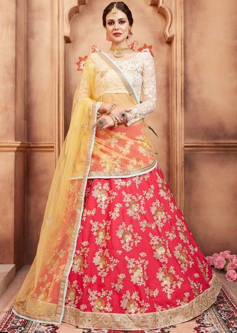 Buy Indian Embroidered Designer Bridal Red Lehenga Choli Online With Dupatta