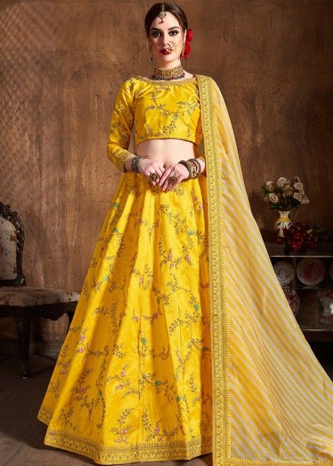 Lehenga Choli Bollywood Sari Designer Party Wear Yellow Black Lehenga Saree  | eBay