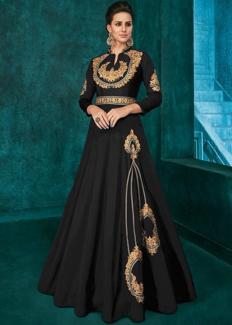 Top 68+ indo western black gown