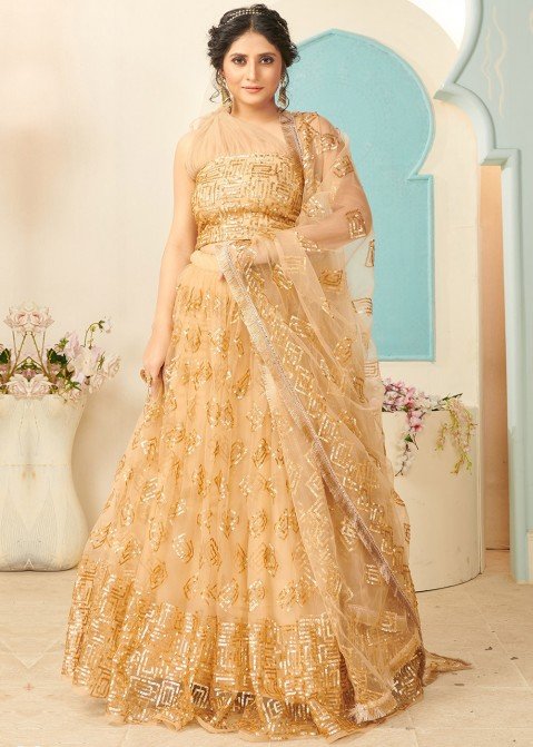 Three Tier Lehenga With One Shoulder Blouse