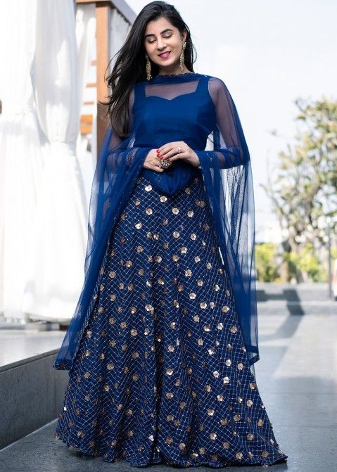 Buy Attractive Blue Laheriya Print Georgette Lehenga Choli From Zeel  Clothing