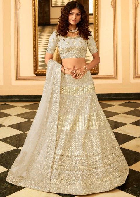 Shop Online Pink and Cream Embroidered Lehenga with Yellow Dupatta – Pure  Elegance