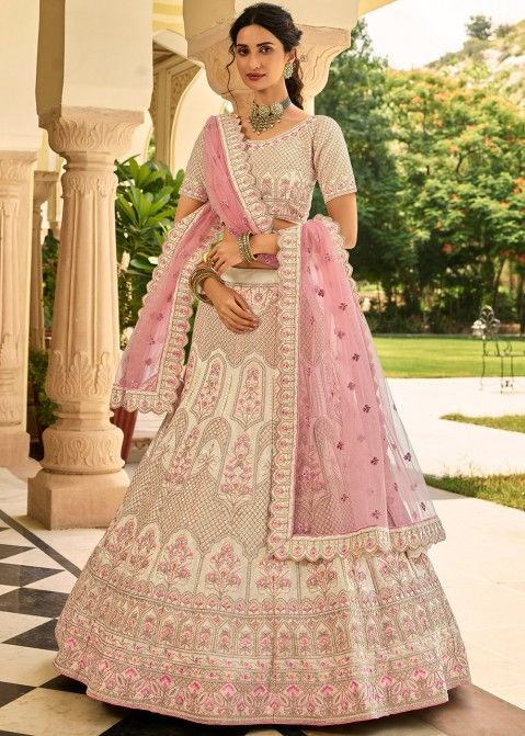 Cream Color Silk Bridal Lehenga Choli for Wedding SC003 – Mohi fashion