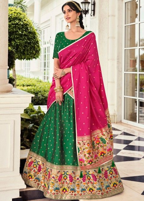 Buy Green Silk Embroidered Gota And Thread & Work Bridal Lehenga Set For  Women by Shyam Narayan Prasad Online at Aza Fashions.