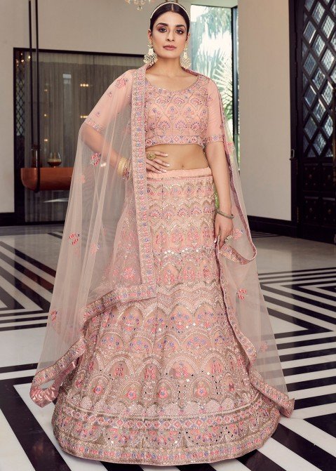 Peach Color Heavy Embroidred Sequence Wedding Wear Designer Lehenga at Rs  3899.00 | Nana Varachha | Surat| ID: 2851799143562