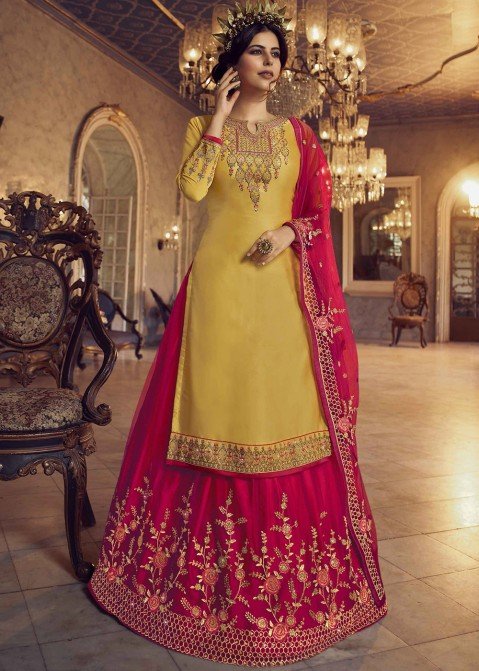 Gray #Georgette Casual #Sharara Salwar Suit #sharara #punjabi  #punjabishararasuit #weddingsuit #nikvi… | Long choli lehenga, Long kurta  designs, Long kurti designs