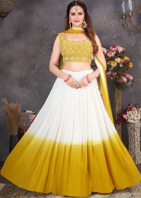 White And Yellow Combinations Ideas For Lehenga Choli||White & Yellow  Contrast Combinations Ideas - YouTube