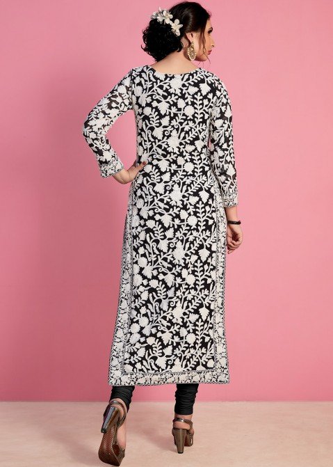 Black Embroidered Georgette Salwar Suit Salwar Kameez 2496SL01