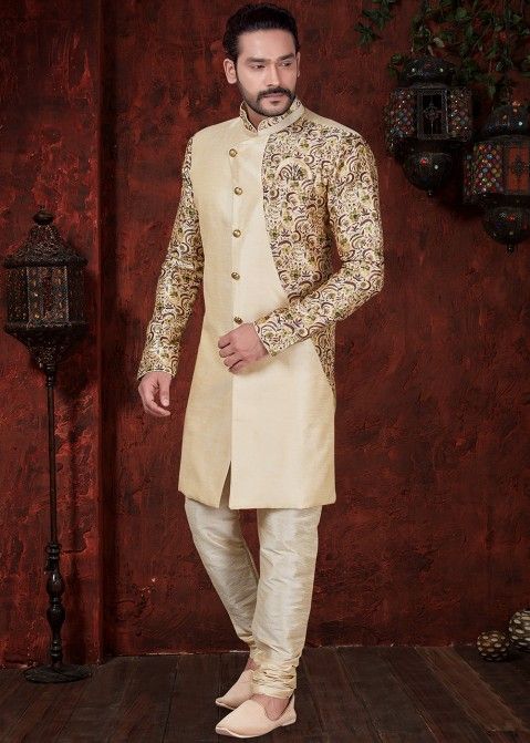 Buy Wedding Sherwani for Men Ethnic Green Silk Designer Traditional Prom  Engagement Suit Customization Father Son Combo Groom Party Outfit Online in  India - Etsy
