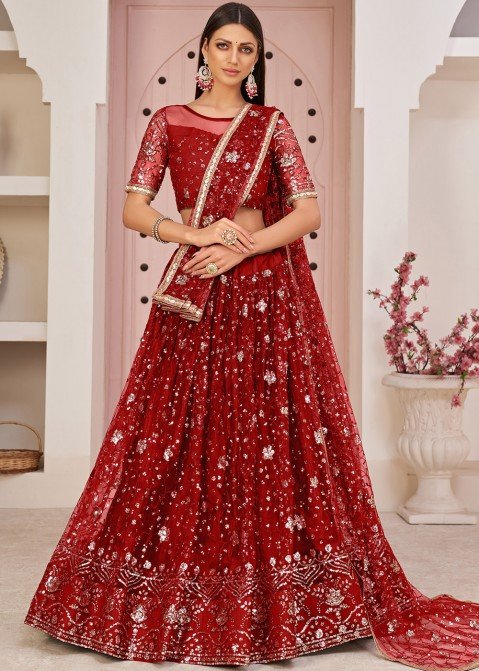 Buy Red Bridal Gota pati Embroidery Lehenga Online in USA – Pure Elegance