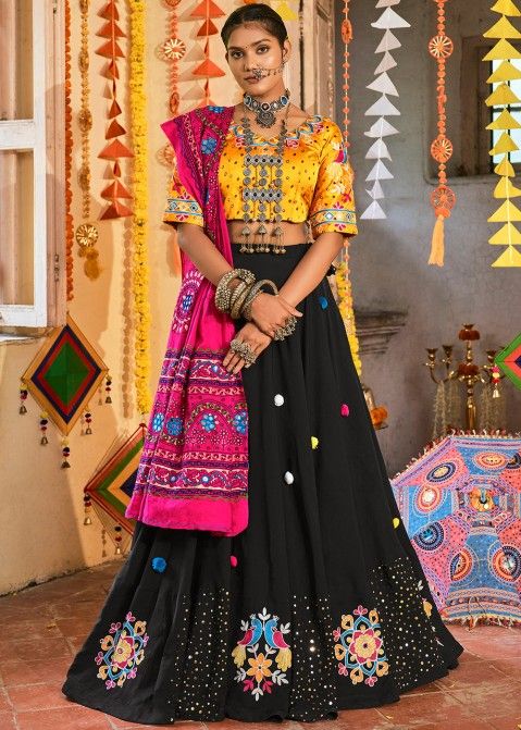 Marvelous Black Maslin Cotton Navratri Chaniya Choli – garment villa