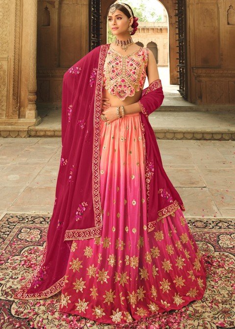 Buy A Pink Raja Rani Silk Bridal Lehenga On Rutbaa, 56% OFF
