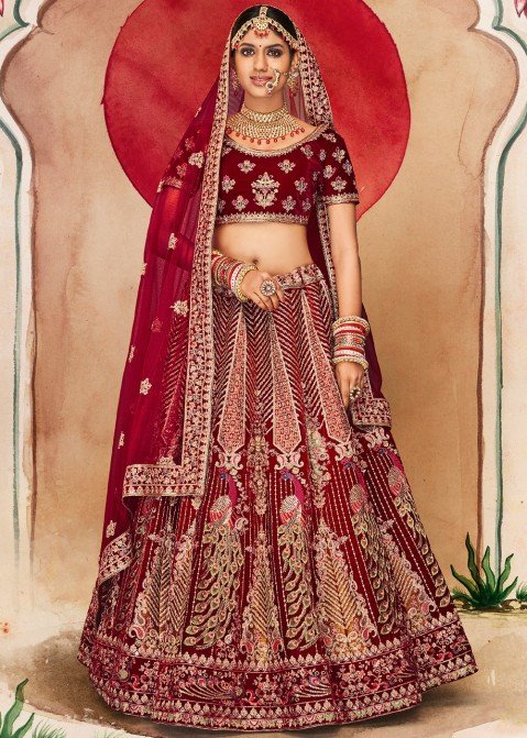 Pakistani Wedding Wear - Maroon Blouse Lehenga - Self Dupatta - Wedding  Shop - Wedding Guest Dresses 2024 - Pakistani Bridal Gowns | Formal wear  dresses, Pakistani bridal wear, Pakistani bridal