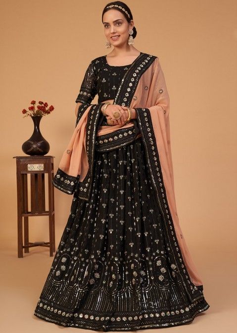 Zeel Clothing Women's Resham & Zari Embroidered Net Lehenga Choli with  Dupatta (5056-Black-Wedding-Bridal-Latest-New; Free Size) : Amazon.in:  Fashion