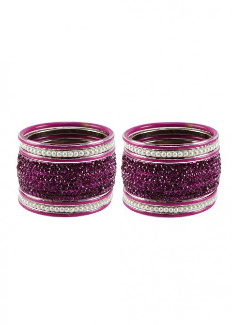 Buy Designer Stone Studded Purple Indian Traditional Bangles