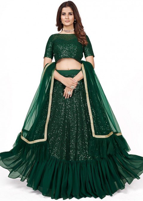 Green Sequins Lehengas,designer Lehenga,sabyasachi Lehenga,lehenga for  Girls,bollywood Lehenga,indian Outfits,pakistani Wedding In,crop Top - Etsy