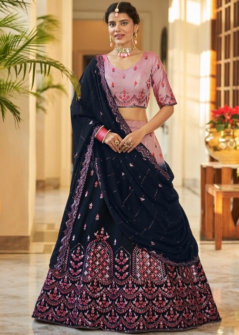Navratry special Pink and Blue Lehenga Choli for women -MOE001LC –  www.soosi.co.in