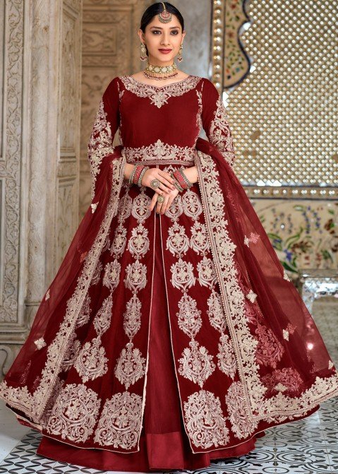 Dusty Pink Full Sleeve Embellished Short Anarkali | Designer bridal lehenga,  Designer bridal lehenga choli, Bridal lehenga