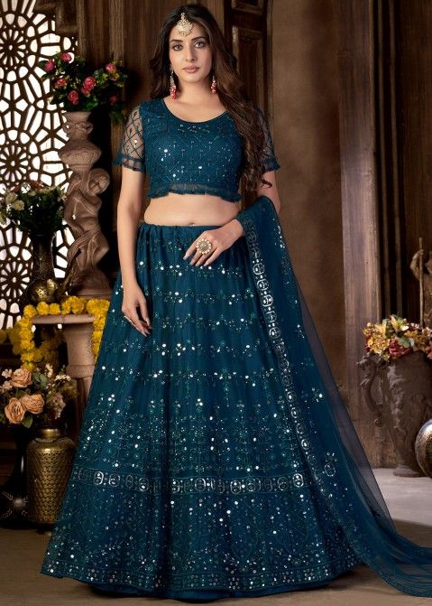 White Embroidery Work Cotton Lehenga Choli With Blue Dupatta, Size: Free at  Rs 1399 in Ahmedabad