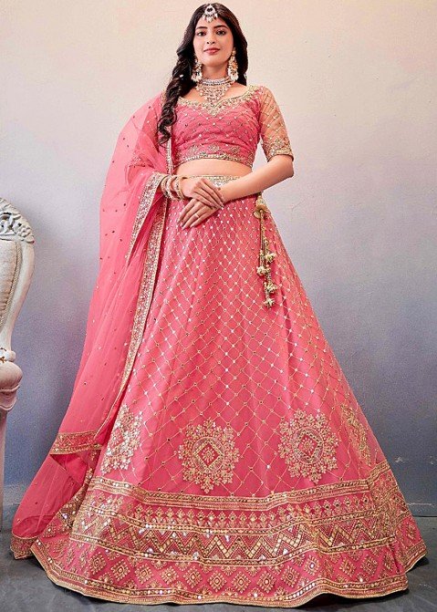 Wedding Wear Pink Color Heavy Work Exclusive Lehenga Choli – Amrutamfab