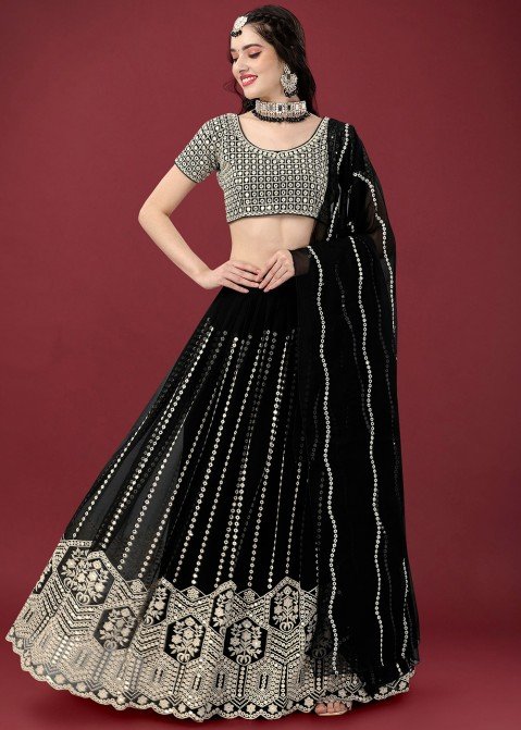 Shop Ready Pleated Embroidery Black Color Art Silk Saree Wedding Wear  Online at Best Price | Cbazaar