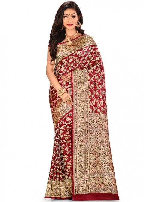 Bridal, Wedding Red and Maroon color Georgette fabric Saree : 1705900