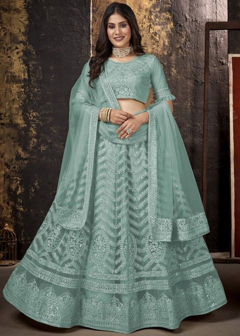 Lehenga Choli Green with Pink and Blue Color - Suppliers,  Wholesaler,Manufacturers & Exporters in India