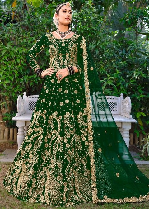 Maroon Velvet Bridal Lehenga CHoli For Women at Rs.9999/Piece in lakhimpur  offer by shri bankey bihari online shopping site